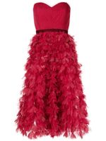 Marchesa Notte robe mi-longue à volants - Rouge
