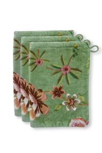 Pip Studio Washandje Set/3 Secret Garden Groen 16X22cm