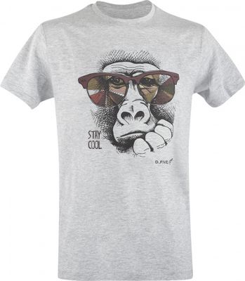 D.Five T-shirt Monkey With Glasses heren katoen grijs