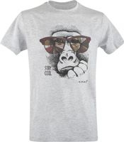D.Five T-shirt Monkey With Glasses heren katoen grijs - thumbnail