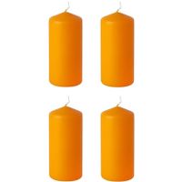 4x stuks stompkaarsen oranje 15 cm