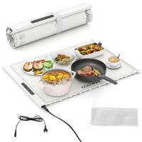 Elektrische Warmtemat Rollbare Warmhoudplaat Silicon Voedselverwarmer voor Levensmiddelen Wit