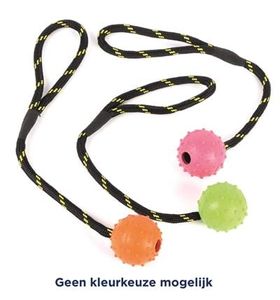 Happy pet tough toys bal studded aan touw rubber (31,5X5,5X5,5 CM)