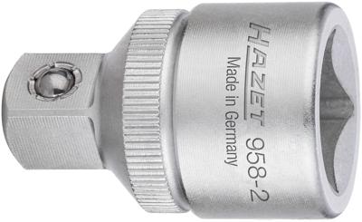 HAZET Verloopstuk 958-2 · 1/2 inch (12,5 mm) vierkant hol · 3/8 inch (10 mm) vierkant massief · Lengte: 36 mm