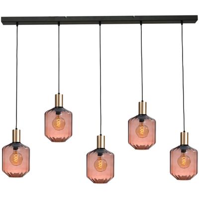 Masterlight 5-lichts hanglamp - goud -Porto met Jagger red glazen - Ø 24cm - 2711-05-02-130-5-9