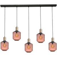 Masterlight 5-lichts hanglamp - goud -Porto met Jagger red glazen - Ø 24cm - 2711-05-02-130-5-9
