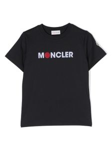 Moncler Enfant t-shirt en coton à logo floqué - Bleu