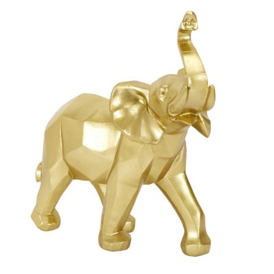 Beeldje Olifant origami stijl - 30 cm - polyresin - goud - decoratie dier Beeldje Olifant origami stijl - 30 cm - polyresin - goud - decoratie dier