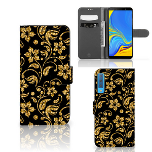 Samsung Galaxy A7 (2018) Hoesje Gouden Bloemen