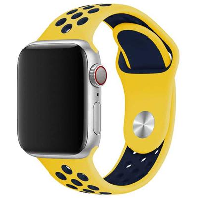 Apple Watch Dubbel Sport Band - Geel Donkerblauw - 44, 45, 46 & 49mm - ML