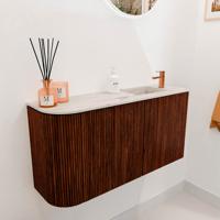 Toiletmeubel Mondiaz Joya Dlux | 81.6 cm | Meubelkleur Ruby | Faye wastafel Nata Wasbak Rechts | 1 kraangat