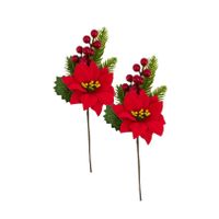 6x stuks kerststukje stekertjes met hulst/bessen/dennentak/kerstster groen/rood 26 cm