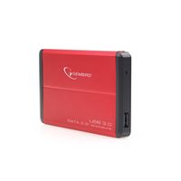 Gembird EE2-U3S-2-R behuizing voor opslagstations HDD-behuizing Rood 2.5" - thumbnail