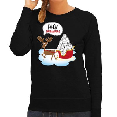 F#ck coronavirus foute Kerstsweater / outfit zwart voor dames F#ck coronavirus foute Kerstsweater / outfit zwart voor dames