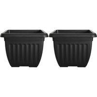 Buiten plantenpot/bloempot/planter - 2x - zwart - kunststof - L40 x B40 x H32 cm - thumbnail