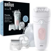 Elektrische epilator - BRAUN - Silk-épil 5 - Gemakkelijk ontharen - Langdurig zachte huid - 5-060 - Wit / Roze