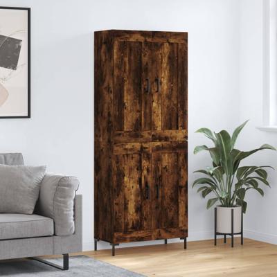 Hoge kast 69,5x34x180 cm bewerkt hout gerookt eikenkleurig