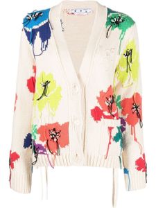 Off-White cardigan en maille à motif floral brodé - Blanc