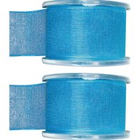 2x Hobby/decoratie turquoise organza sierlinten 4 cm/40 mm x 20 meter - thumbnail