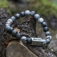 Zwarte zijdesteen - Natuurstenen kralen armband