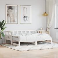 Slaapbank met onderschuifbed 90x190 cm massief grenenhout wit