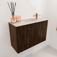 Toiletmeubel Mondiaz Joya Dlux | 60 cm | Meubelkleur Walnut | Faye wastafel Ostra Wasbak Midden | 1 kraangat