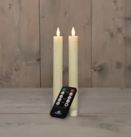 Anna&apos;s Collection LED dinerkaars flame effect ribbel 23 cm ivoor 2 stuks