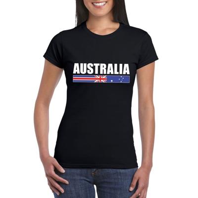 Australie supporters kleding t-shirt - voor dames - zwart - met vlag kleuren print - korte mouwen