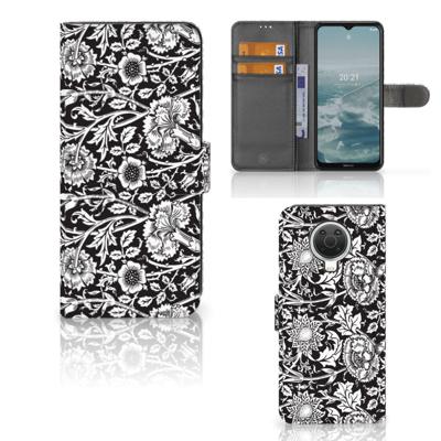 Nokia G10 | G20 Hoesje Black Flowers | Portemonnee hoesje