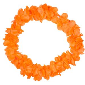 Verkleed Hawaii bloemen slingers - neon oranje - Koningsdag/oranjefeest thema
