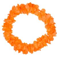 Verkleed Hawaii bloemen slingers - neon oranje - Koningsdag/oranjefeest thema