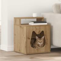 Kattenhuis Ambachtelijk eiken 42,5 x 40 x 52,5 cm Bewerkt hout