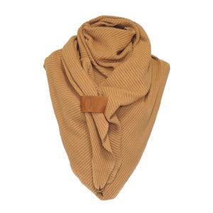 Qoss Gebreide Driehoeksjaal Camel Incl. Qoss Steentje