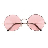 Hippie / flower power XL bril roze   - - thumbnail