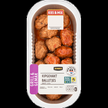 Jumbo Grill & Gemak Kipgehaktballetjes Sweet Chili 194 g