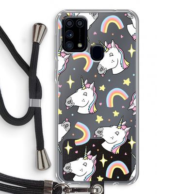 Rainbow Unicorn: Samsung Galaxy M31 Transparant Hoesje met koord