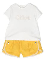 Chloé Kids short boutonné à détails de dentelle - Jaune