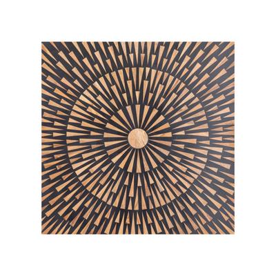 Jordie Bruin Houten Vierkant Wandpaneel met Rond Patroon