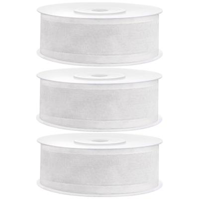 Hobby chiffon sierlint - 3x - wit - 2,5 cm/25 mm x 25 meter - decoratie - cadeaulinten