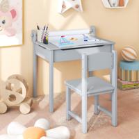 Peuter Activiteitentafel met Stoel Tafelset voor Kinderen met Papierrolhouder om te Tekenen Studeren/met Papierrol en Stiften Grijs Peuter Activiteitentafel met Stoel Tafelset voor Kinderen met Papierrolhouder om te Tekenen Studeren/met Papierrol en Stiften Grijs