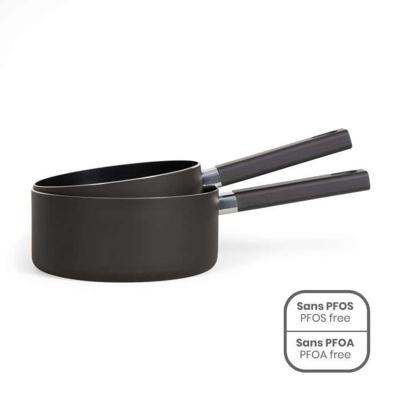Set van 2 steelpannen - LIVOO - MEP154N - Antiaanbaklaag zonder PFOA of PFOS - Siliconen handvat - Alle kookplaten inclusief inductie
