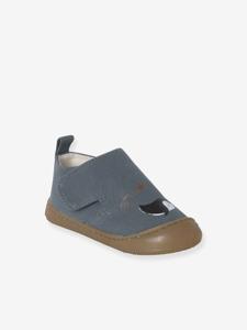 Sloffen met klittenband baby blauw, bedrukt