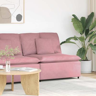 Modulaire bank middenmodule met kussens 100 cm roze