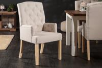 Elegante fauteuil CASTLE beige met Chesterfield stiksels in landelijke stijl - 40073