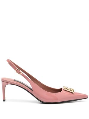 Dolce & Gabbana escarpins vernis à plaque logo - Rose