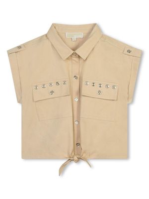Michael Kors Kids chemise crop à détails d'œillets - Tons neutres