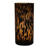 Hakbijl Glass bloemen cilinder vaas - Fantasy glas - D14 x H40 cm - zwart/bruin