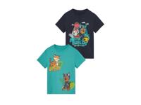 2 kinder T-shirts (98/104, Donkerblauw/petrol)