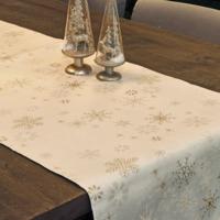 Unique Living tafelloper - goud - sneeuwvlokken - 150 x 45 cm - polyester