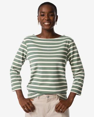 HEMA Dames T-shirt Cara Strepen Groen (groen)